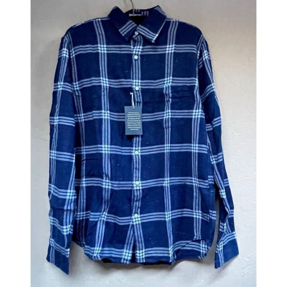 J.Crew Mens Every Stitch Considered Slim Plaid Long Sleeve Shirt Medium Blue New